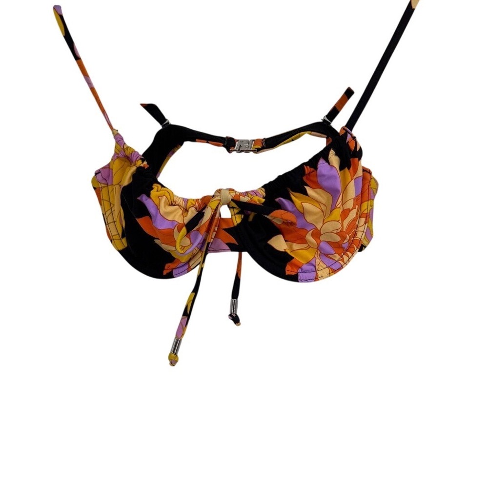 Seafolly Palm Floral Print Bikini Top Only Palmsprings Underwire Black‎ US 4 NWT